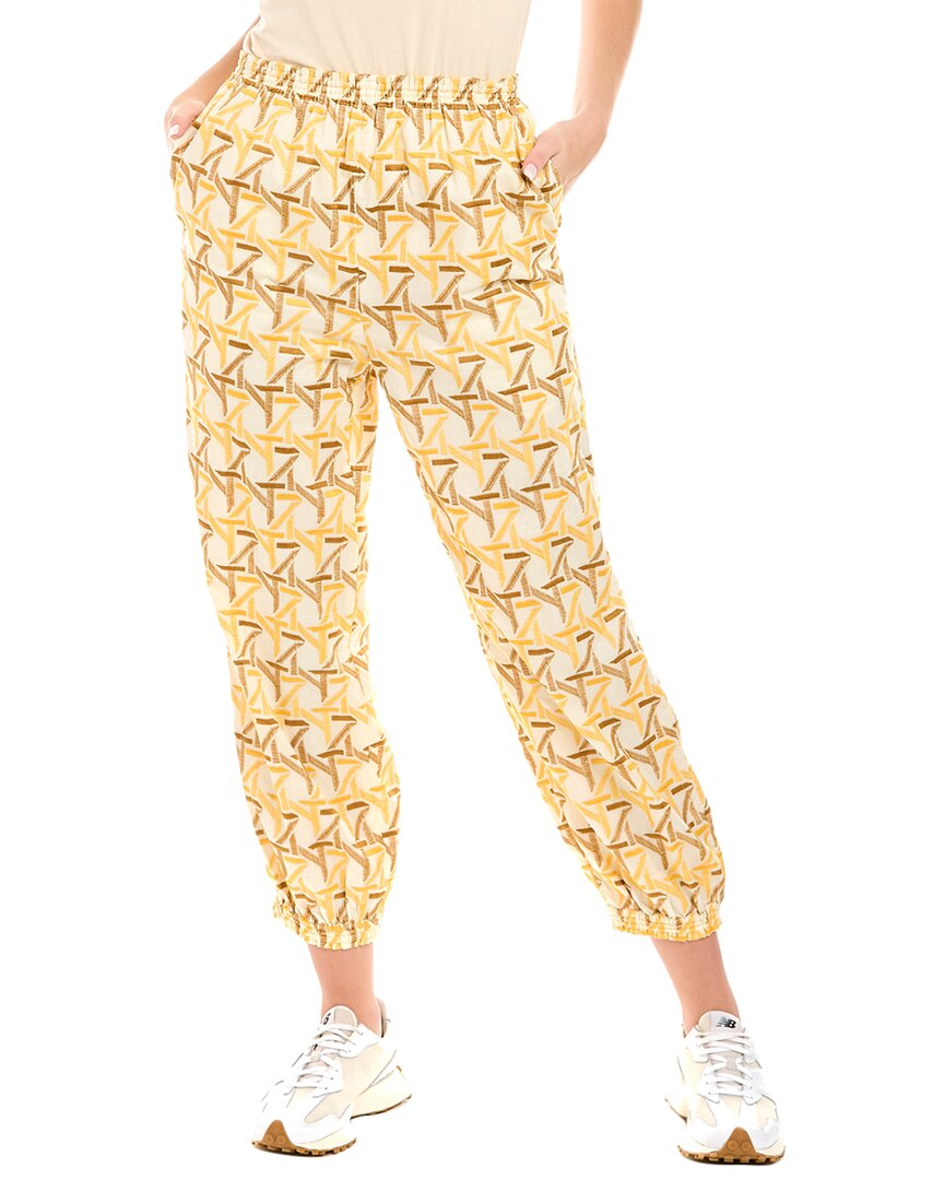 Tory Burch Embroidered Pull-on Pant In Yellow