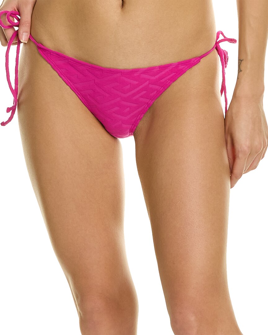 Shop Versace Monogram Bikini Bottom In Pink