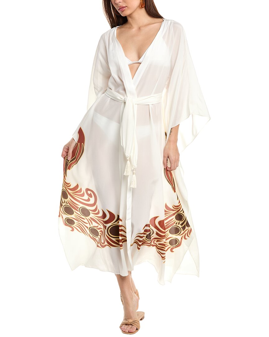 Juan De Dios Morena Silk Kaftan In White