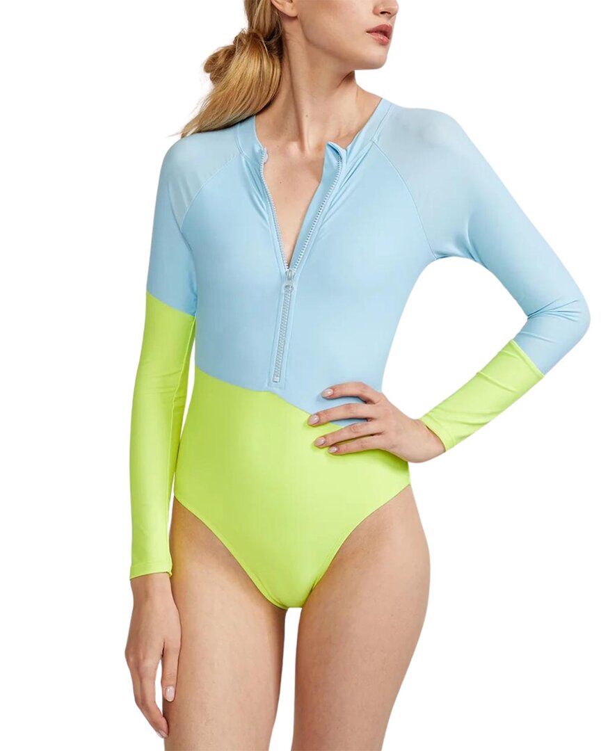 Shop Cynthia Rowley Nazare Colorblocked Surf Suit In Blue
