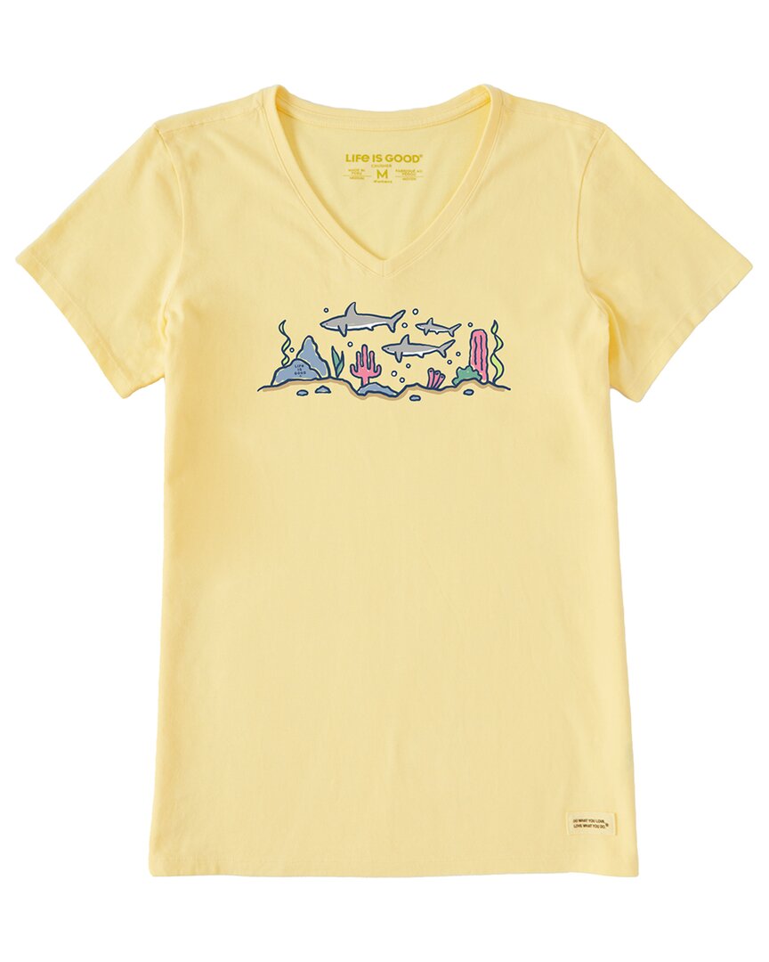 Life Is Good Crusher Lite V-neck T-shirt In Yellow