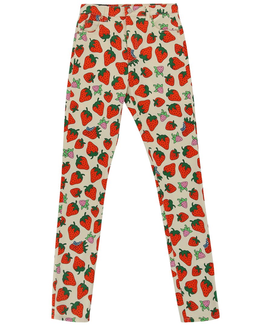 Shop Gucci Strawberry Skinny Pant In White