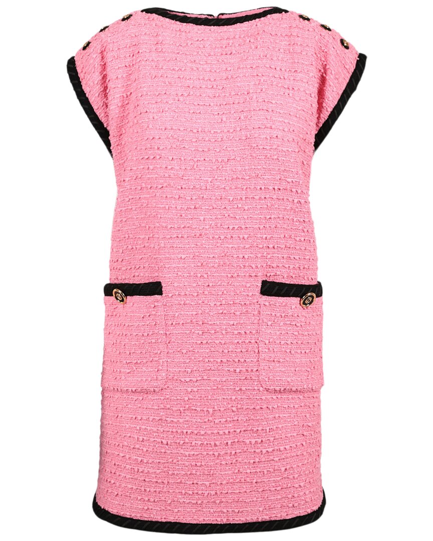 Shop Gucci Boucle Tweed Mini Dress In Pink