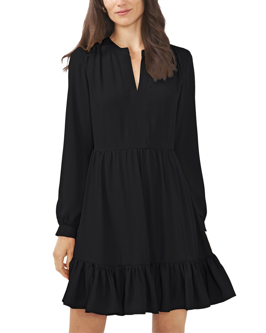 Vince Camuto Ruffle Hem Long Sleeve Dress In Black
