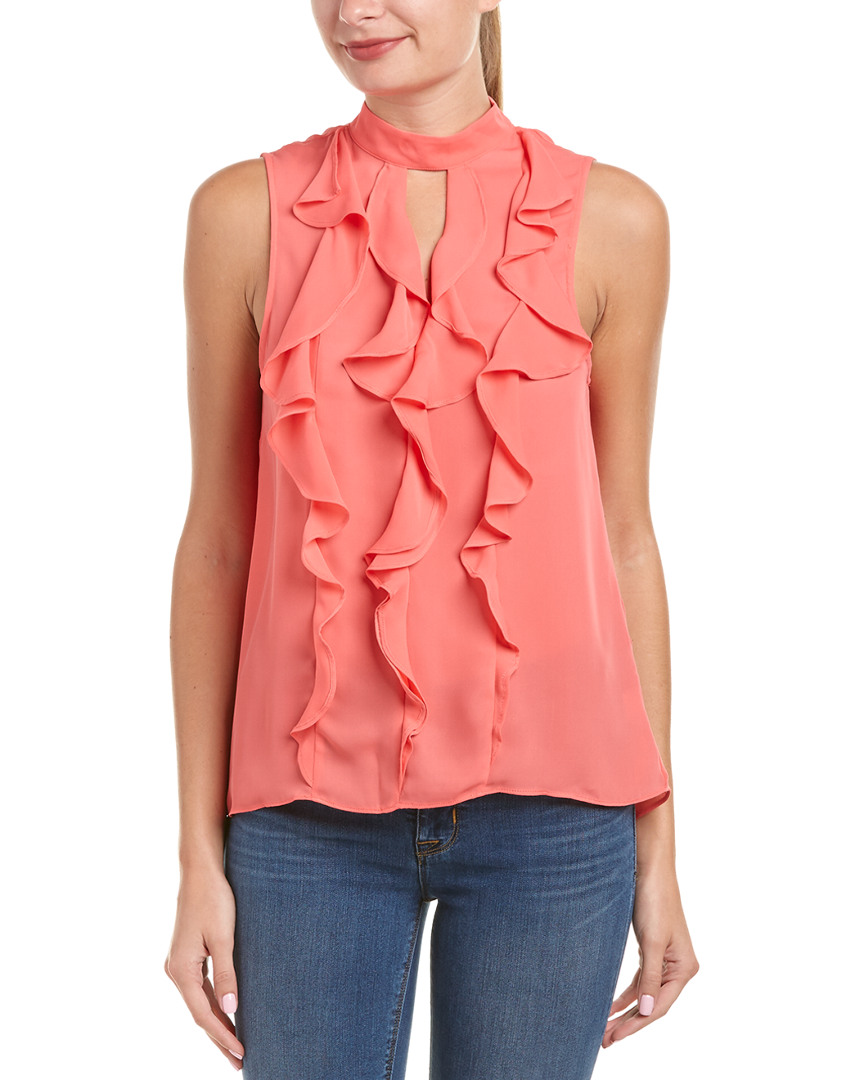 Parker Ruffle Front Blouse Women's Pink M | eBay