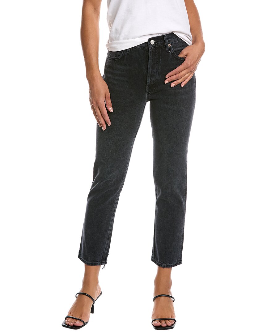 Agolde Riley Cropped High-rise Straight-leg Jeans In Black
