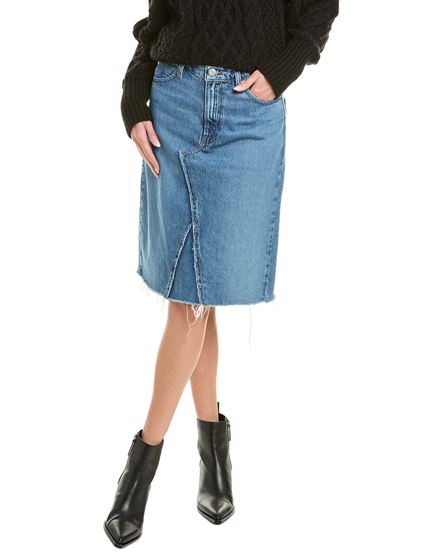 Frame Deconstructed Denim Midi Skirt In Mabel In Blue