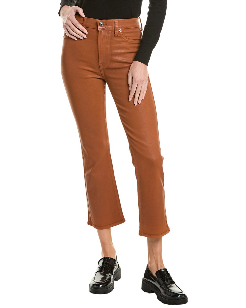 7 For All Mankind Coated Golden Tan High-rise Slim Kick Jean