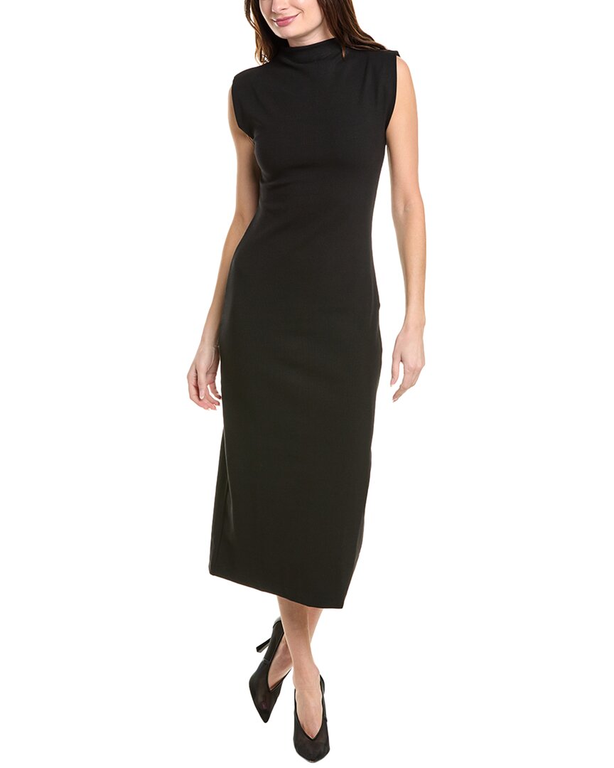 Grey State Mock Neck Maxi Dress In Black