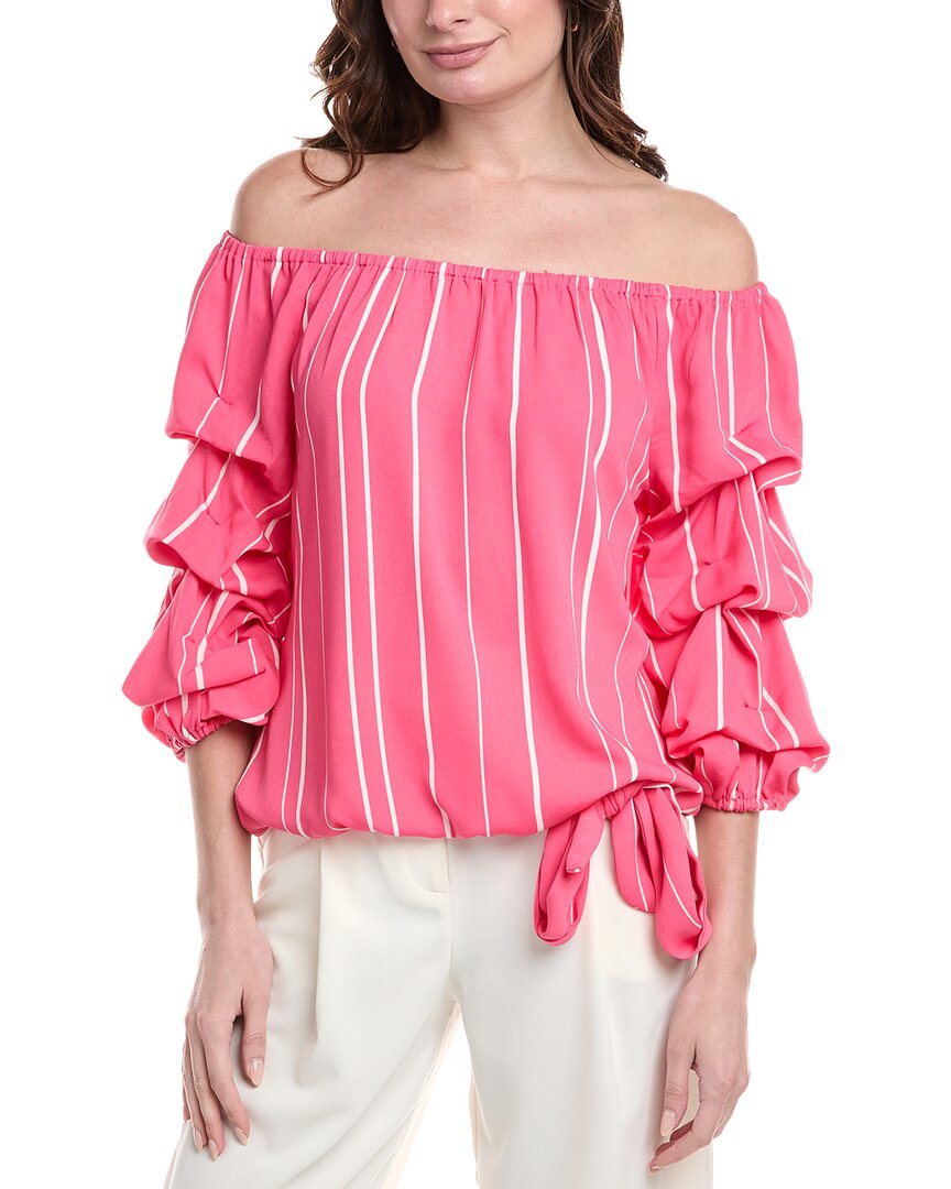 Vince Camuto Off The Shoulder Stripe Blouse In Pink