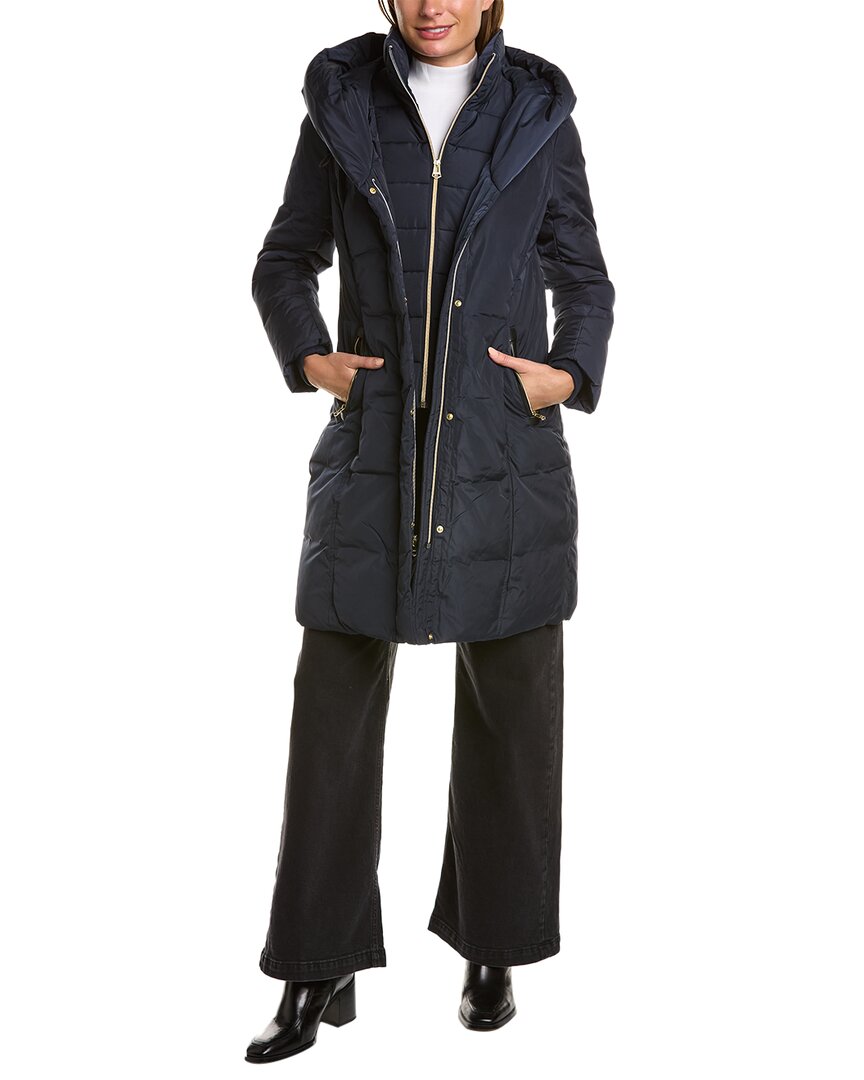Cole Haan Signature Taffeta Down Coat In Blue