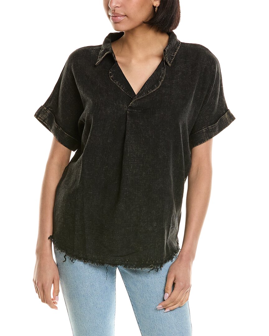 Shop Brook + Lynn Linen-blend Shirt In Black