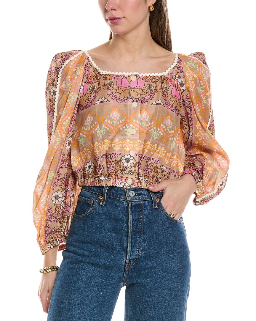 Sandro Linen-blend Top In Beige