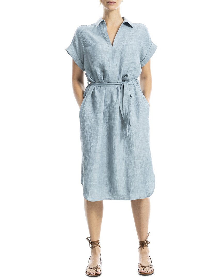 Max Studio Textured Short Sleeve Midi Shirtdress