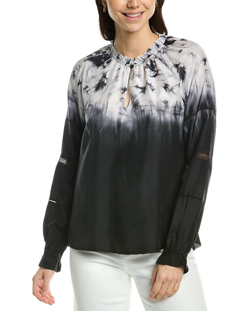 Shop Go By Go>silk Go> By Gosilk Attention To Detail Silk Peasant Top In Black