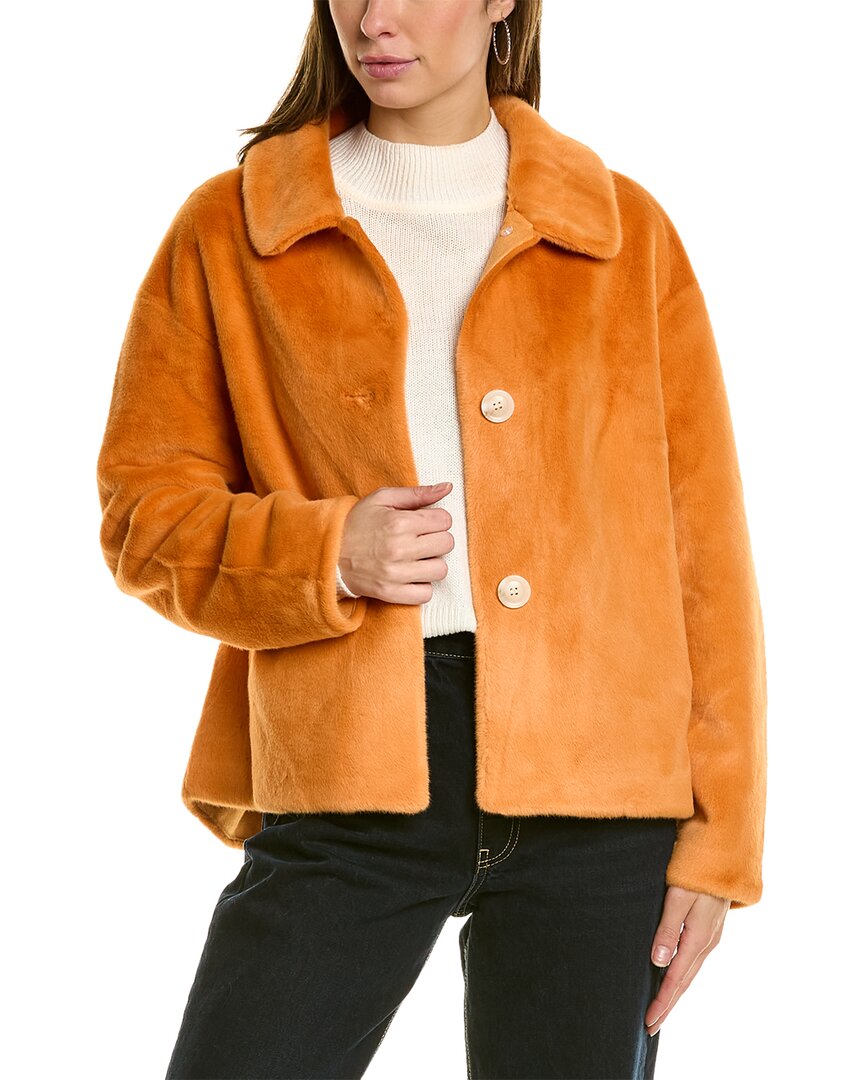 Adrienne Landau Fuzzy Jacket In Orange