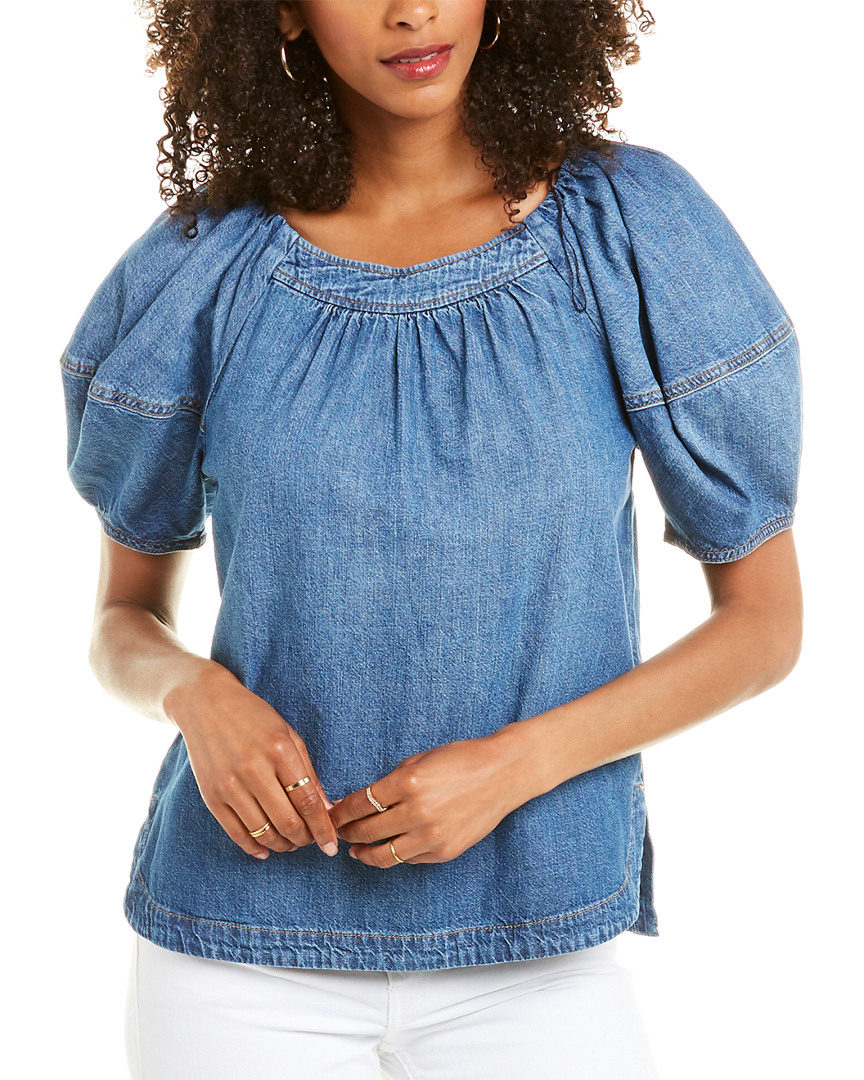 Image of La Vie Rebecca Taylor Drapey Denim Top