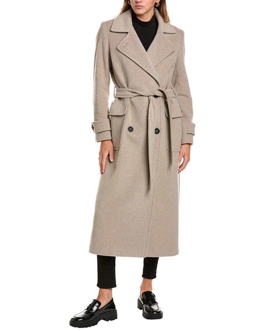 Cinzia Rocca Icons Long Wool & Cashmere-blend Trench Coat In Brown