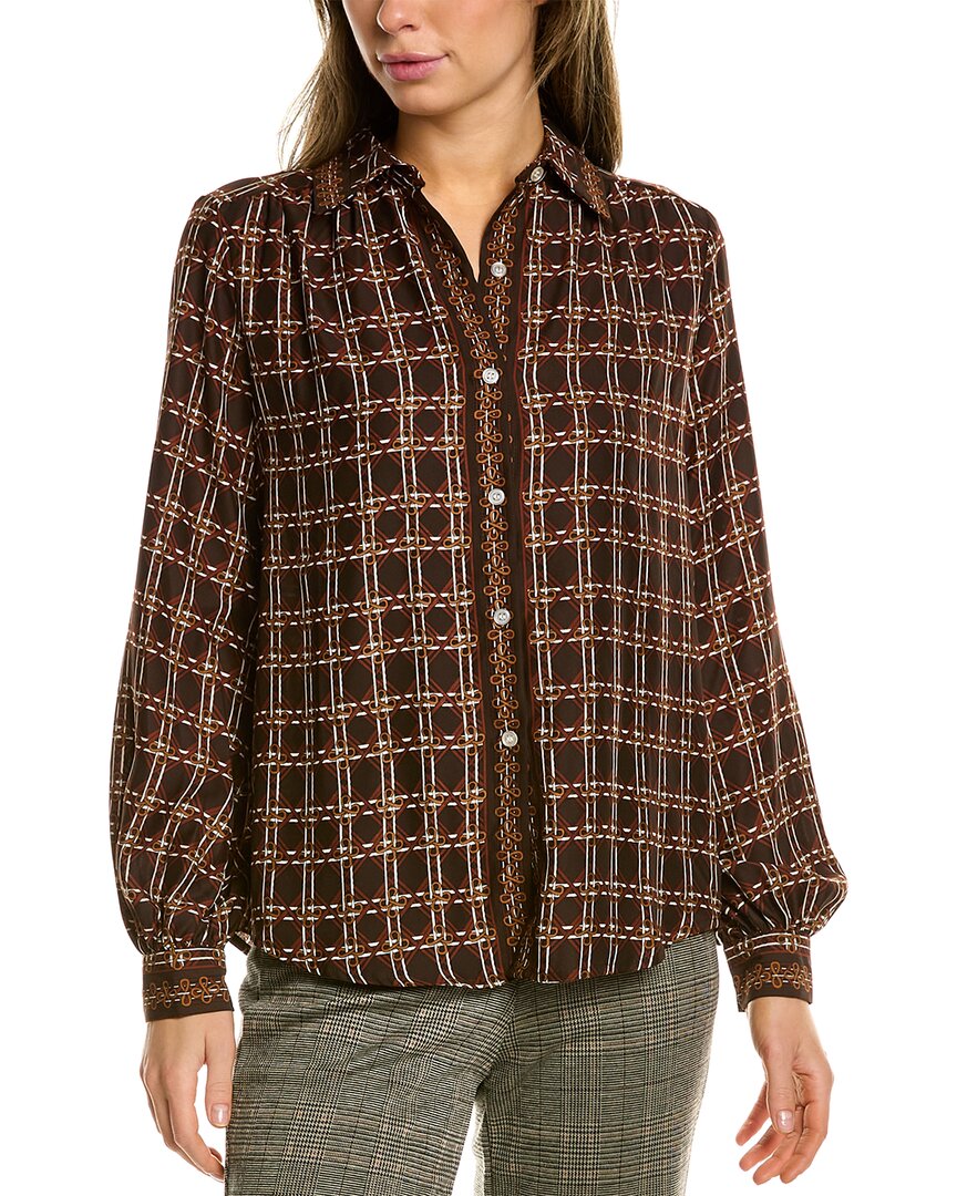 Max Studio Button-up Blouse In Brown