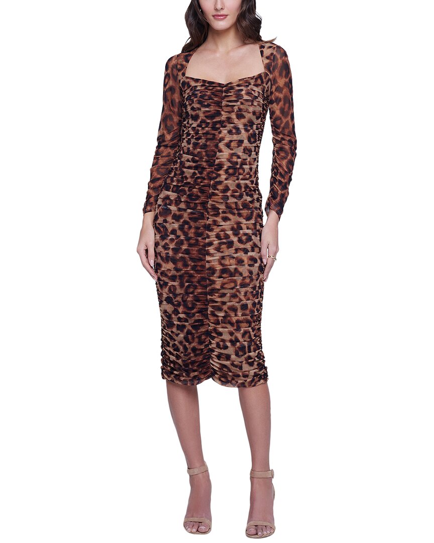 L Agence Marise Leopard Print Bodycon Dress