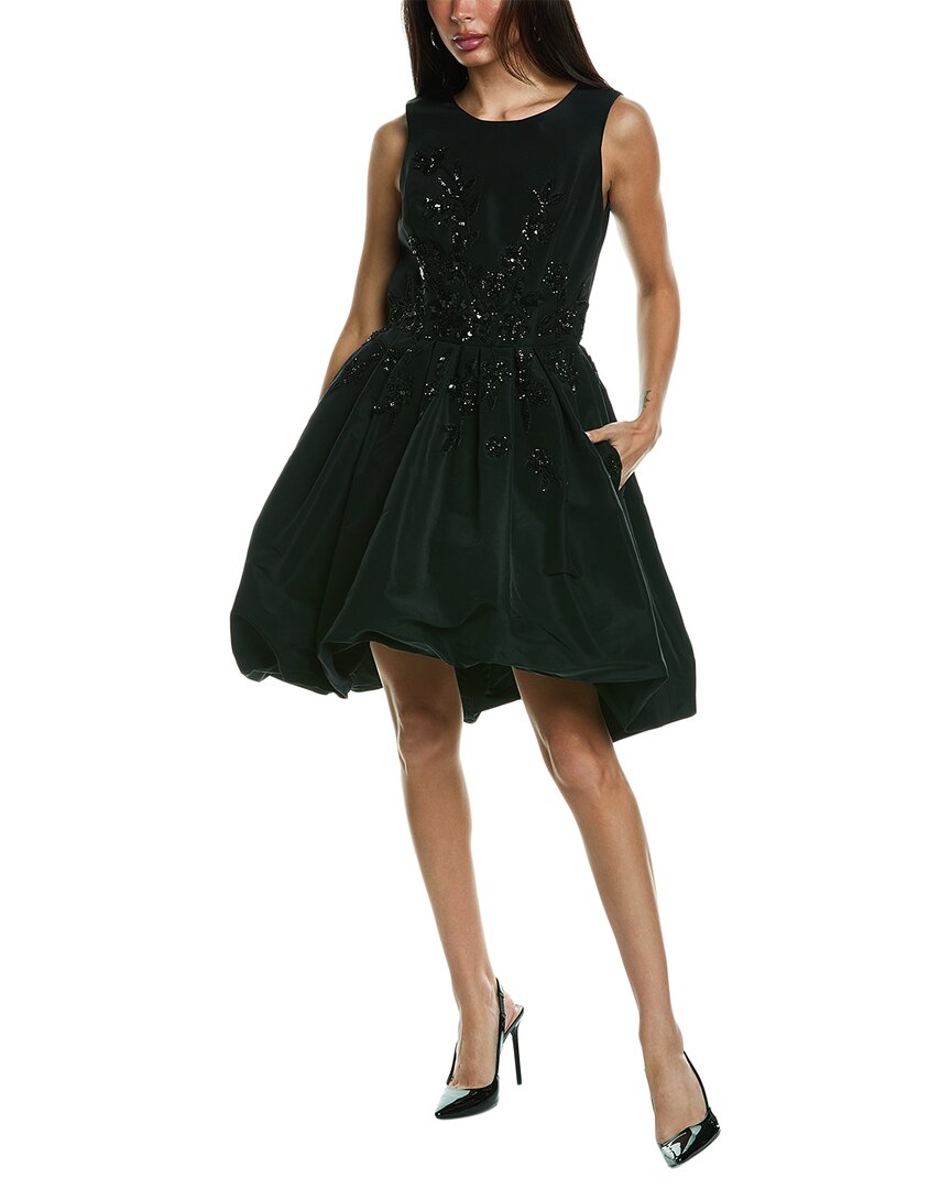 Shop Carolina Herrera Bubble Silk A-line Dress In Black