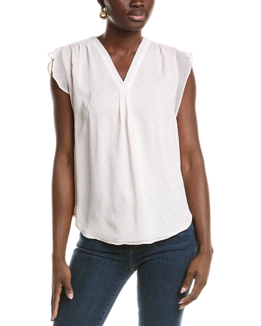 Vince Camuto Contrast Detail Cowl Neck Tank In Pink