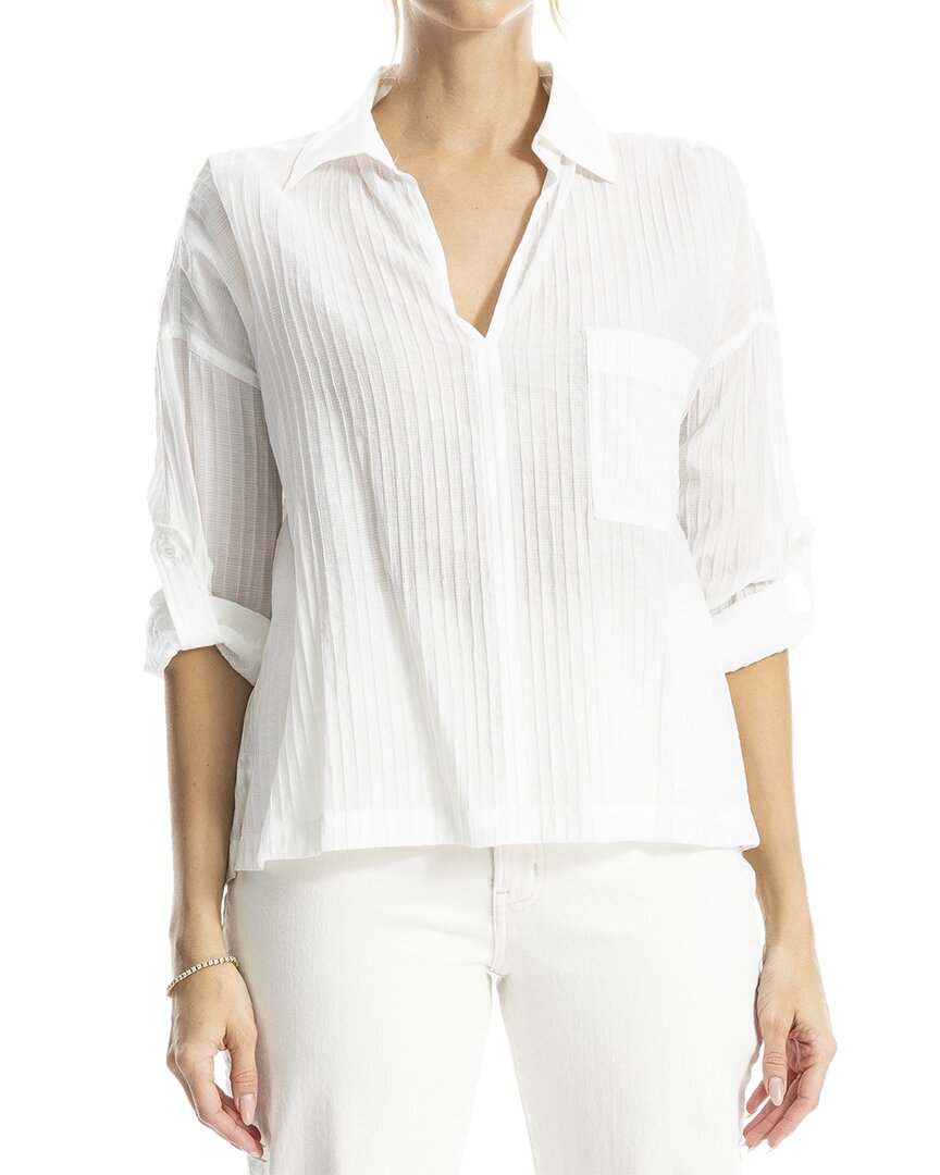 Max Studio Tab Sleeve V-neck Blouse With Collar