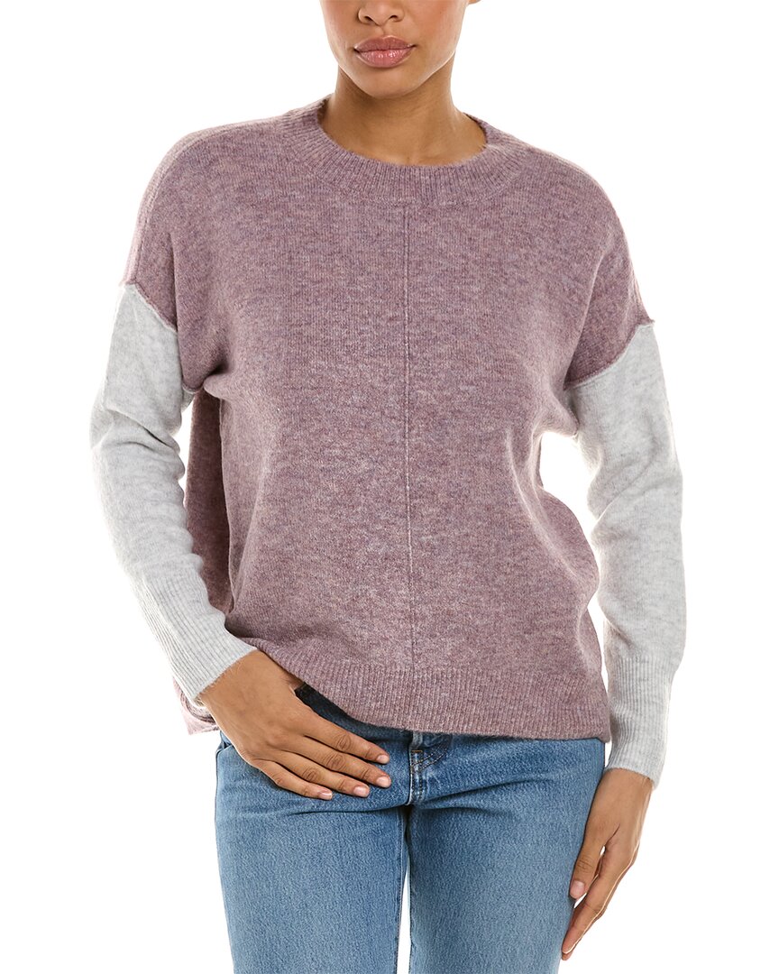 Vince Camuto Fuzzy Visible Seam Sweater In Purple
