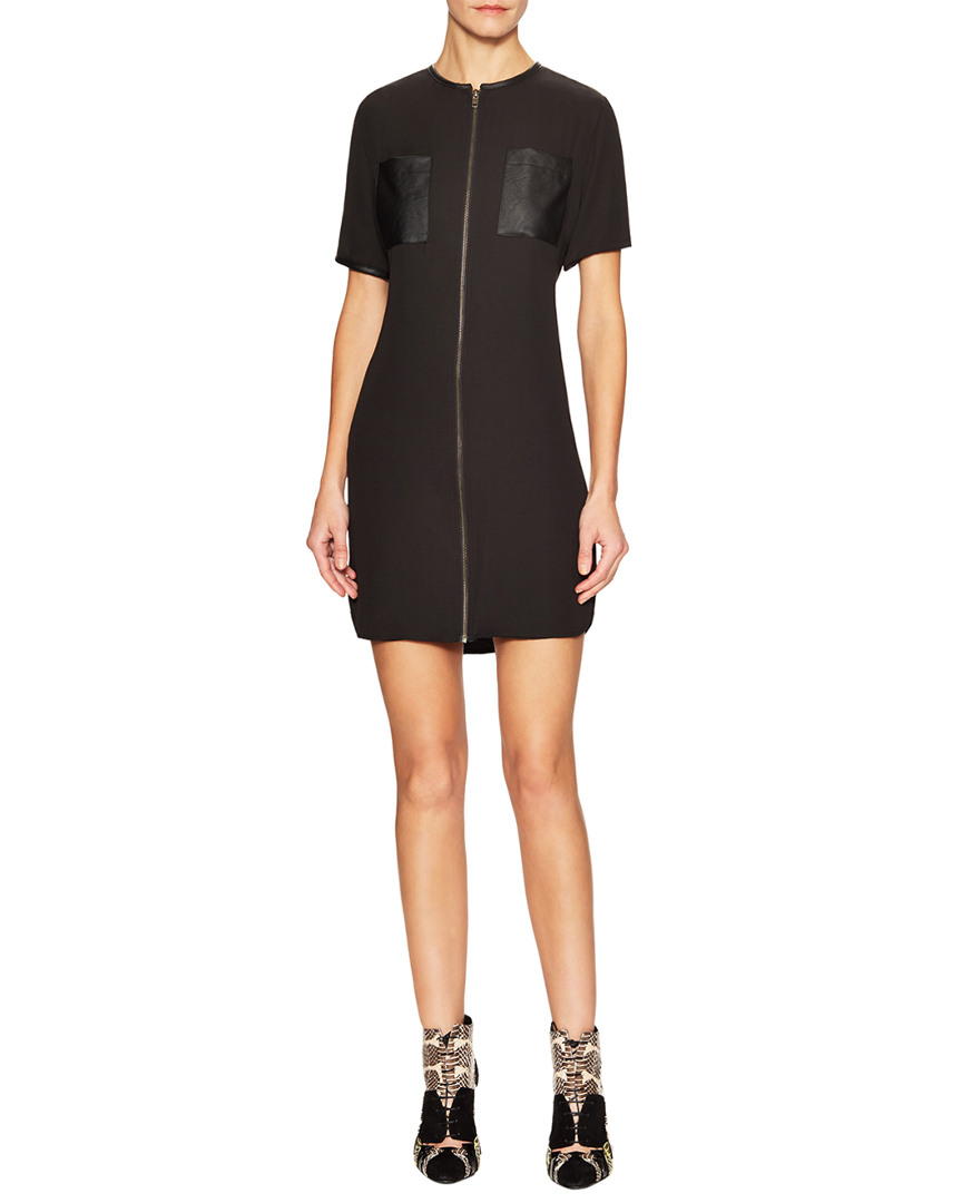 Image of T Bags Zip Front Patch Pocket Shift Dress