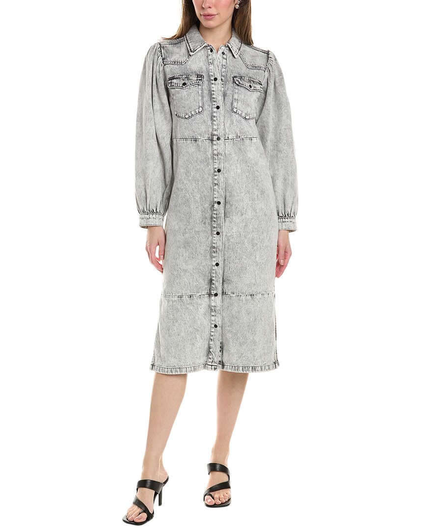 Shop Allsaints Ava Denim Shirtdress In Grey