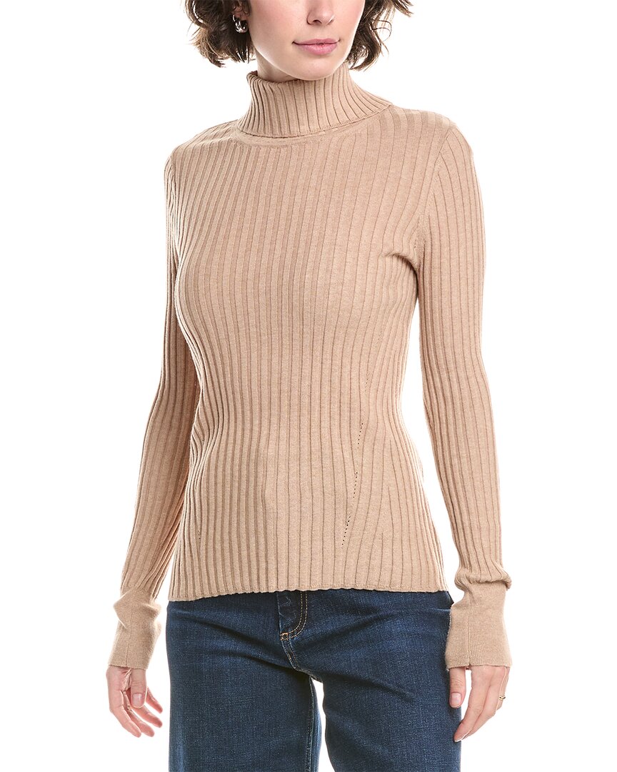 Incashmere In2 By Ribbed Turtleneck Cashmere-blend Sweater In Pink