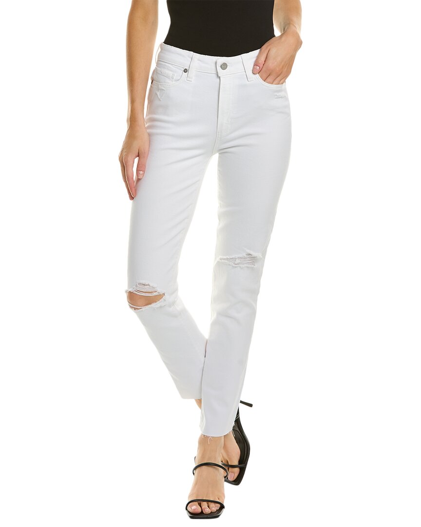 Paige Noella High Rise Relaxed Straight Leg Jean In Soft Ecru Destructed In White