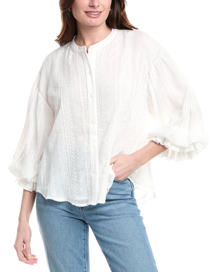 FATE FATE BRODERIE VOILE BUBBLE SLEEVE BLOUSE