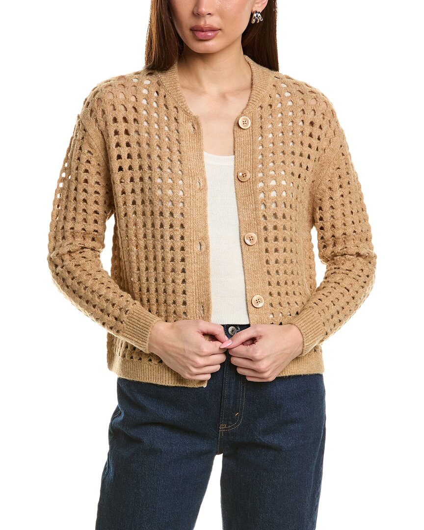 Shop Vince Camuto Open Knit Cardigan In Brown