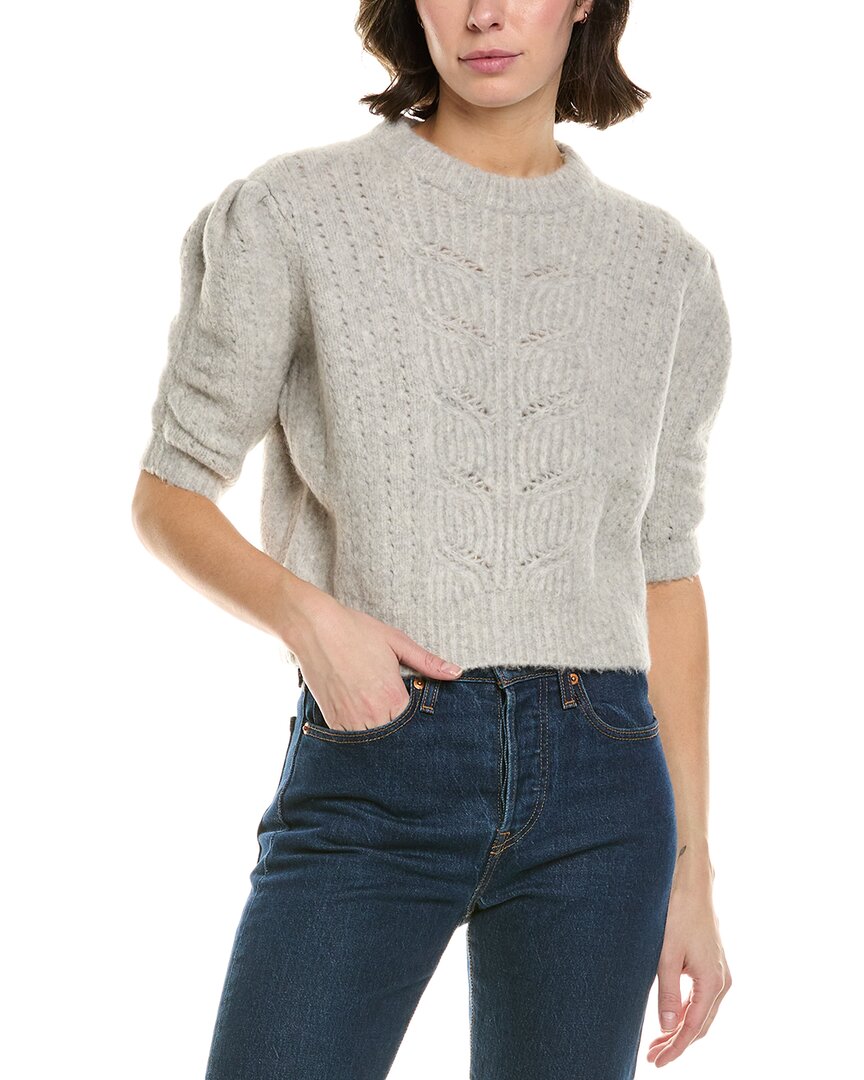 Rebecca Minkoff Campbell Puff Sleeve Wool-blend Sweater In Gray