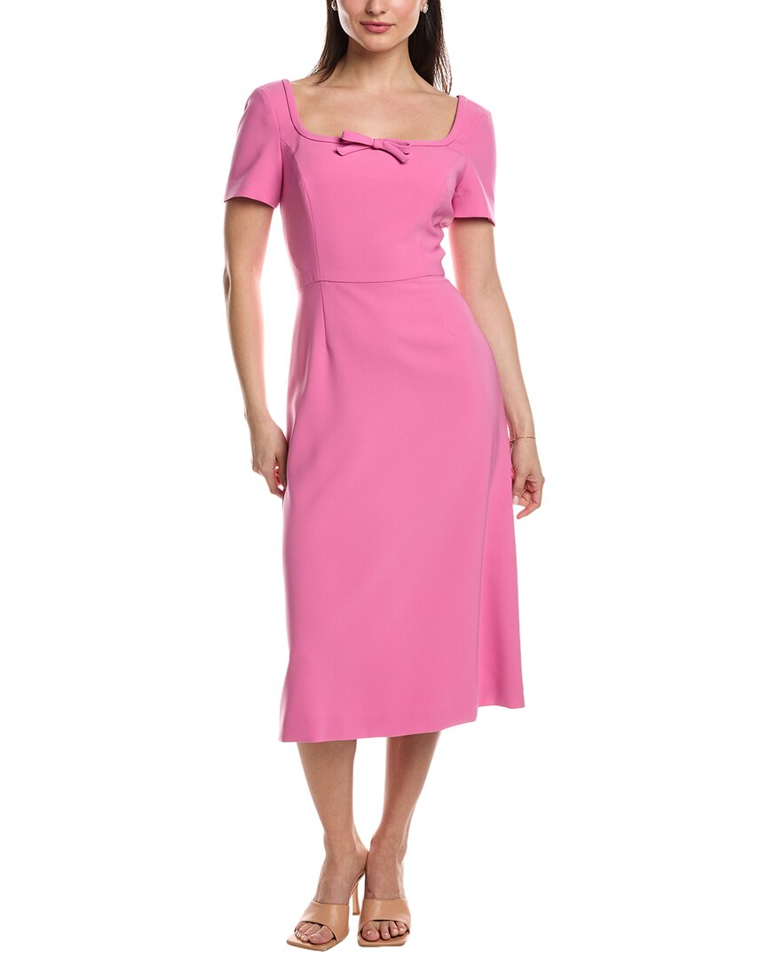 Carolina Herrera Bow-detail Square-neck Midi Dress In Pink