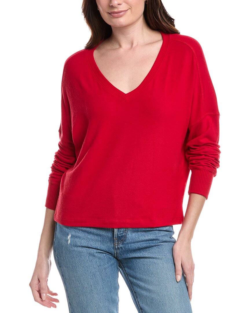 Michael Stars Vic Relaxed V-neck Pullover In Red