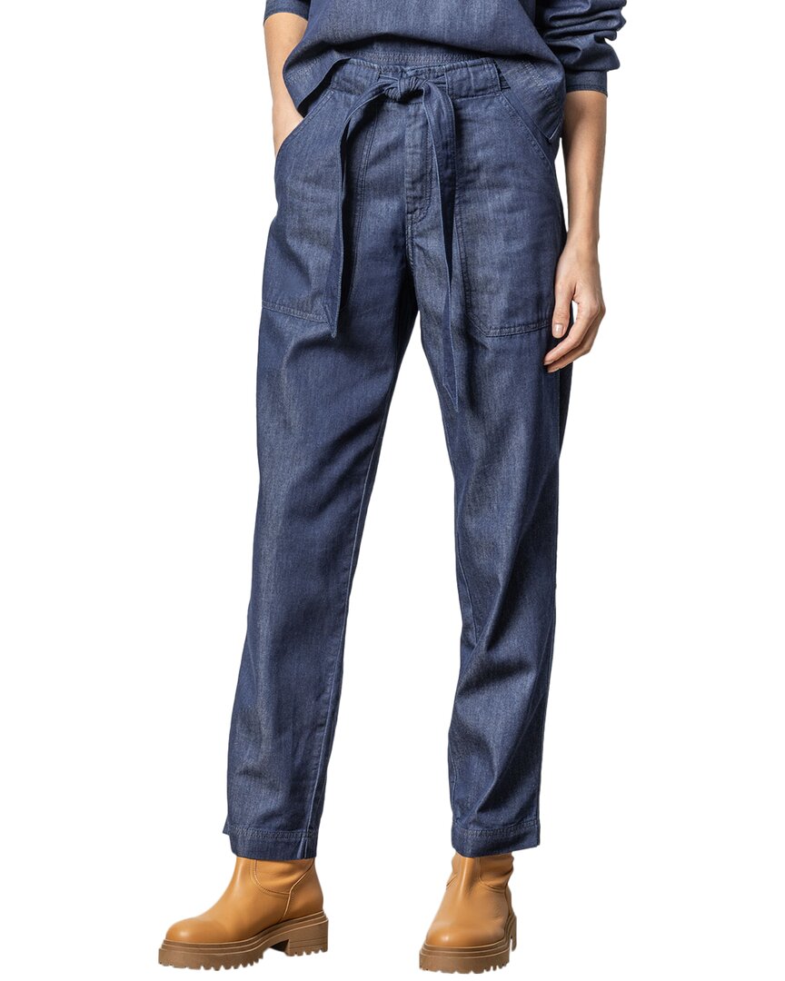 Lilla P Denim Belted Pants In Dark Wash In Blue
