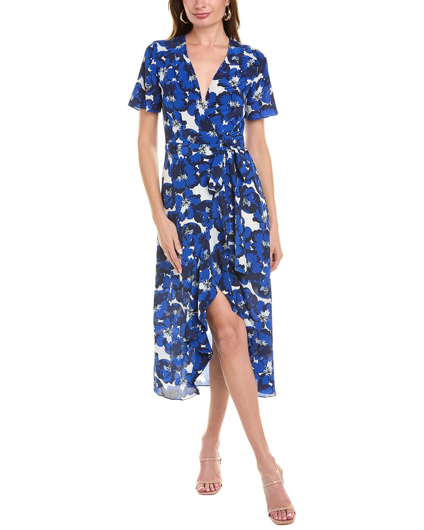 Shop The Kooples Summer Party Silk Wrap Dress In Blue