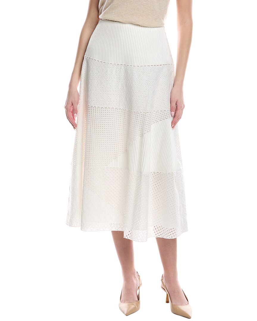 Lafayette 148 New York Helena Silk-blend Midi Skirt In White