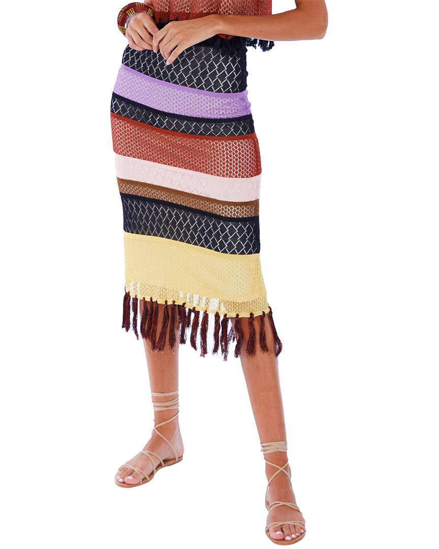 Image of ALLISON Crochet Fringe Midi Skirt