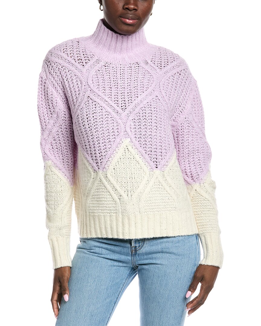 Autumn Cashmere Two-tone Diamond Cashmere-blend Sweater In Neutral