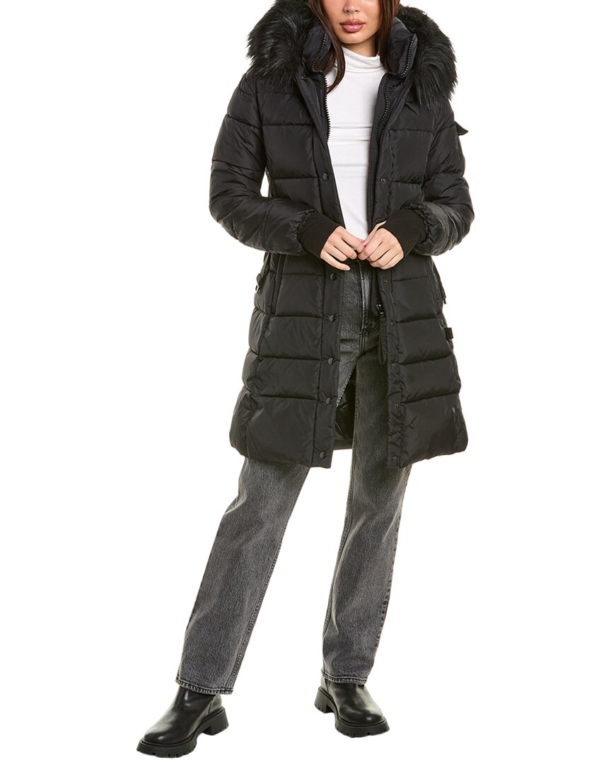 S13 Chalet Matte Belted Coat In Black