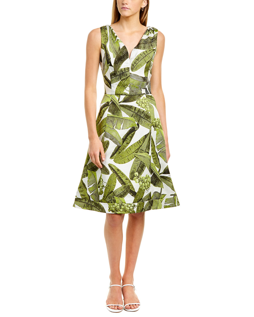 Image of Oscar de la Renta Jacquard Silk A-Line Dress