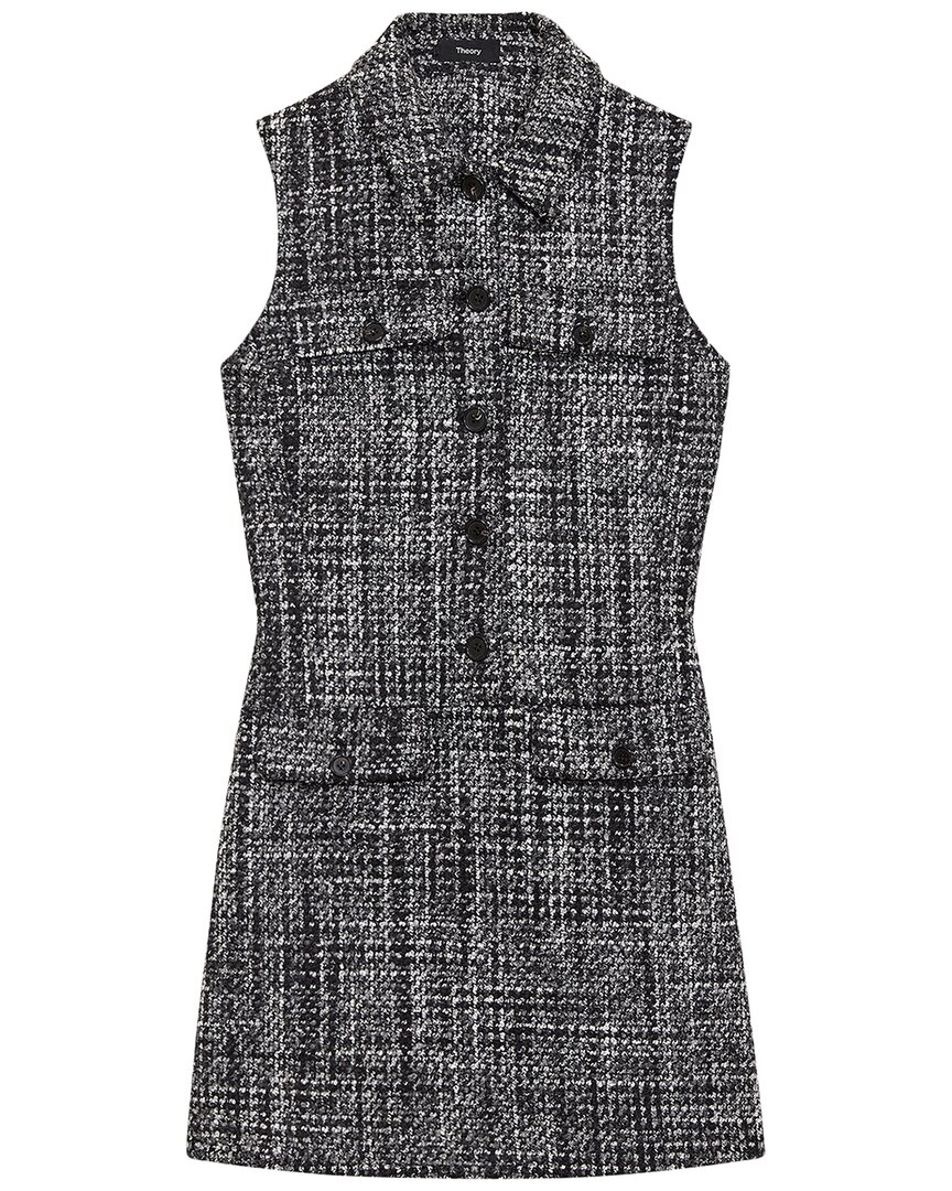 Theory Collared Mini Dress In Black Multi