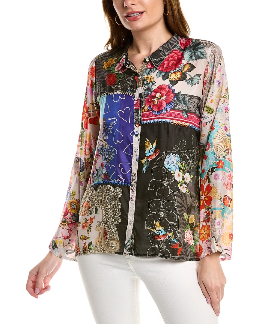 Johnny Was Plus Size Zippy Julia Patchwork-print Shirt