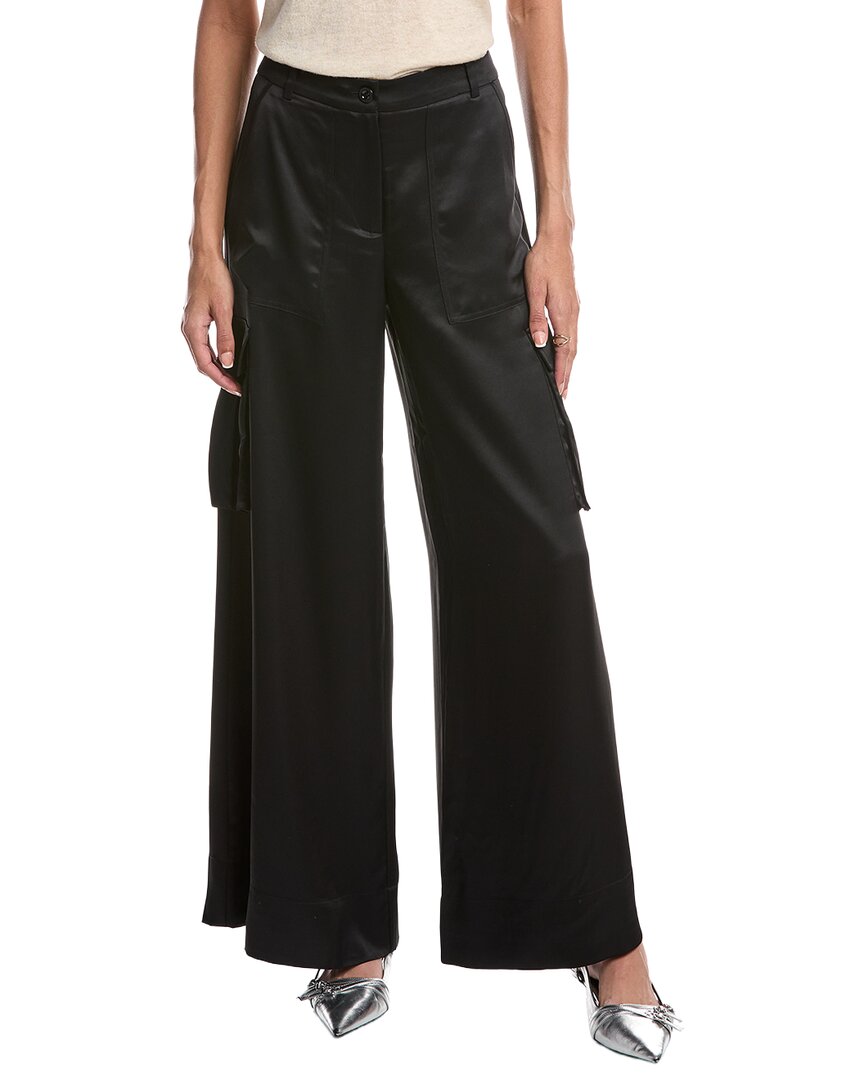 Toccin Maia Silky Satin Cargo Pant In Black