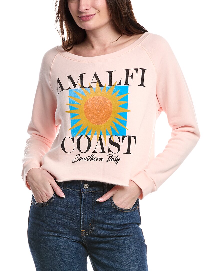 Prince Peter East Coast Love Pullover Crop Sweatshirt In Grey In Pink
