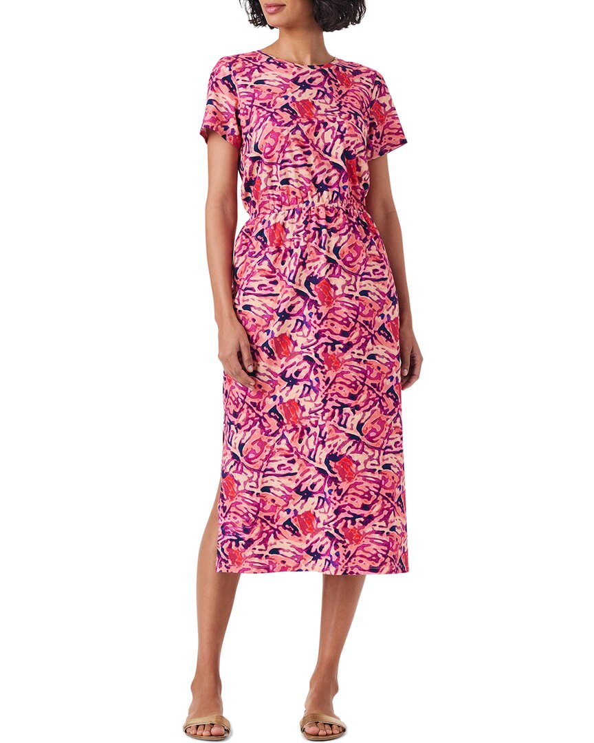 Nic + Zoe Nic+zoe Blurred Floral Ss Side Slit Midi Dress