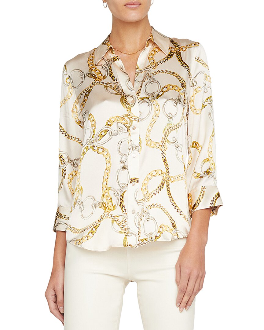 L Agence Dani Multi Chain Printed Silk Blouse